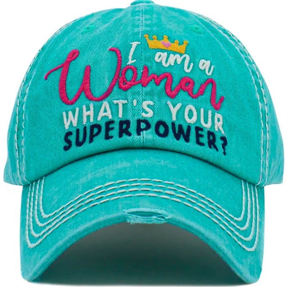 Turquoise I Am A Woman Vintage Baseball Cap